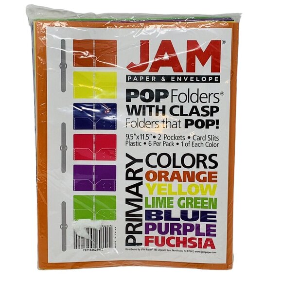 File Folders 3 Prong 2 Pocket Multi Color Pack of 6 Plastic 9.5" x 11.5" - Picture 1 of 5